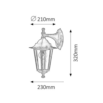 Lampă de perete exterior Rabalux Velence 8232, auriu antic, E27