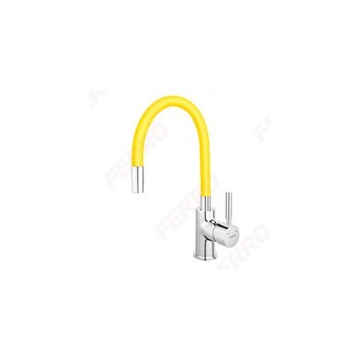 BZA4C Zumba - Baterie stativa bucatarie cu pipa flexibila, crom/galbenlamaie