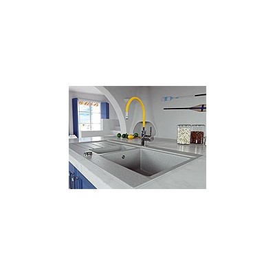 BZA4C Zumba - Baterie stativa bucatarie cu pipa flexibila, crom/galbenlamaie