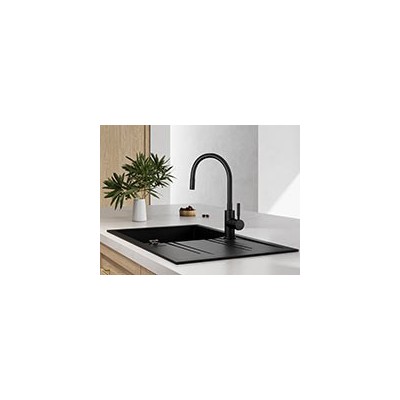 BZA4BLB Zumba Nero - Baterie stativa bucatarie cu pipa flexibila, negru