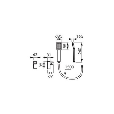 U170BL-B Sinus - set dus mobil, negru mat