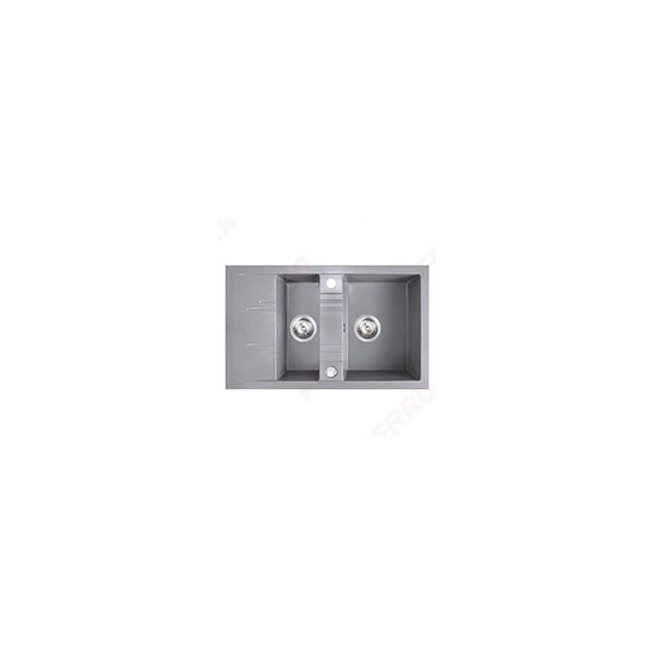 Chiuveta cu doua cuve si picurator 79x48 cm, gri DRGM3/48/79GA