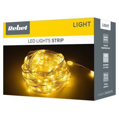 ZAR0575) DECORATIUNE LED ALB CALD 10M REBEL