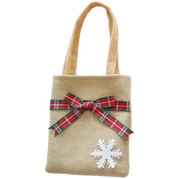 Sacoșă cadouri 26cm - maro, cu fulg de zăpadă Artezan