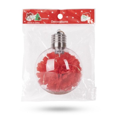 Glob 8cm cu microLED și floare roșu închis Artezan 1 buc/cutie