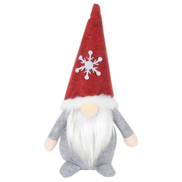 Figurină Crăciun, gnom 28cm gri-roșu Artezan