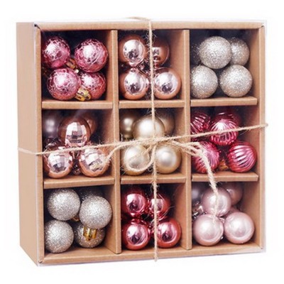 Set globuri brad 3cm mix: pastel pink/argintiu/auriu Artezan 99 buc/cutie