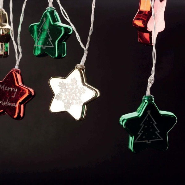 Ghirlandă 10 LED WW 1,65m decor stele color 60mm Entac -de Interior 2xAA neincl.