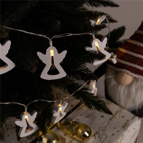 Ghirlandă 10 LED WW 1,3m decor îngeraș din lemn Entac -de Interior 2xAA neincl