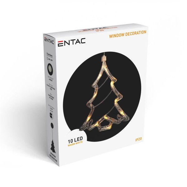 Decor fereastă Brad 10 LED WW Entac 3xAAA neincl.