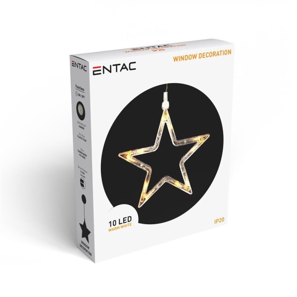 Decor fereastră Stea 10 LED WW Entac 3xAAA neincl.